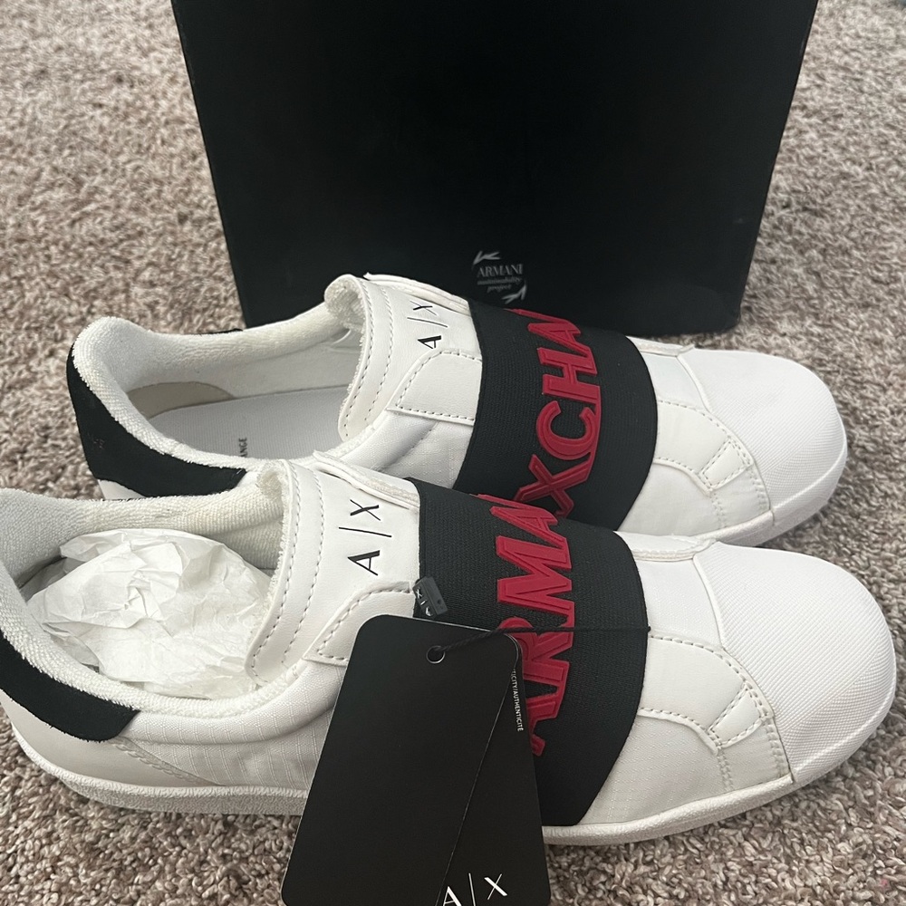Armani Exchange Men's Contrast Rubber Logo Strap Sneaker